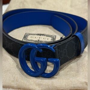 Gucci Supreme Belt – Rare Blue Enamel Marmont  GG sz 90 - NEW never used